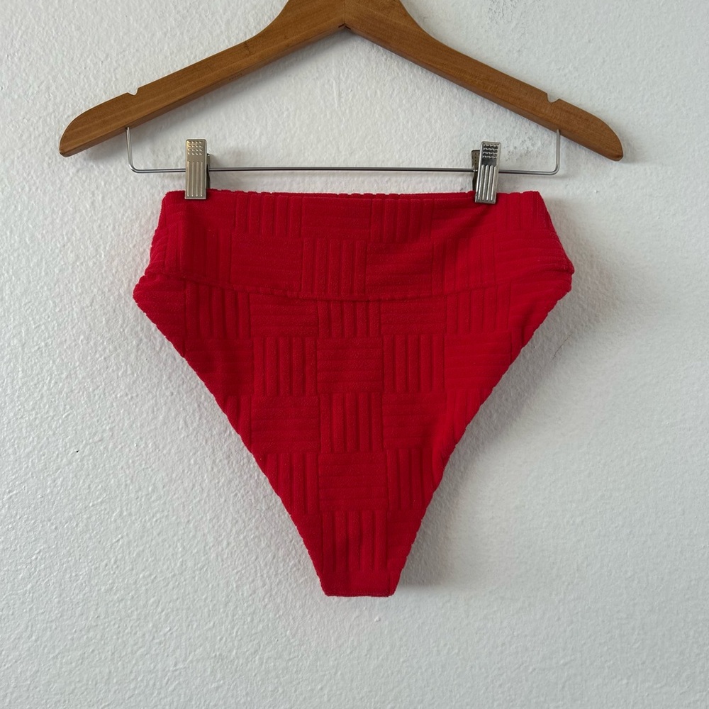 Beach Riot Highway Highwaist Terry Red Bikini Bottoms Size M - Picture 8 of 10